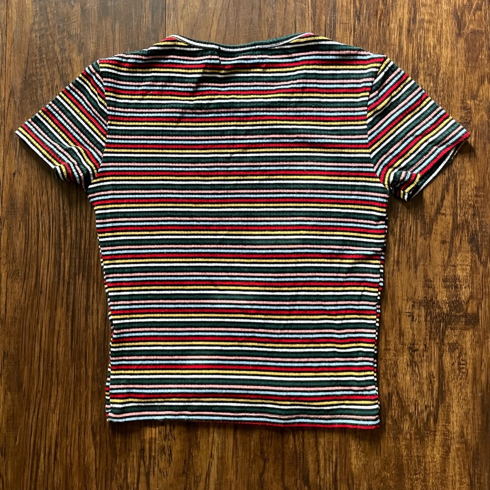 Popular 21 Multicolor Striped Ribbed Fitted Tee - Picture 4 of 6
